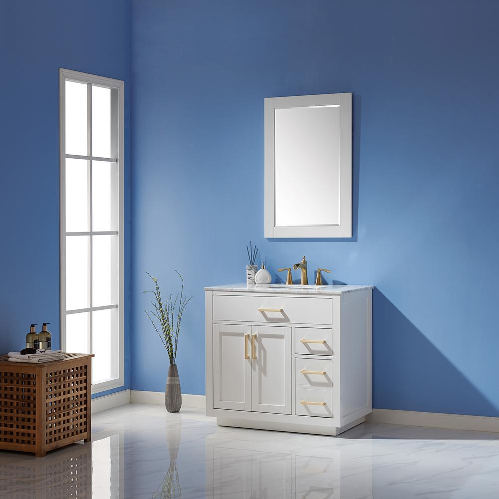 36" Single Bathroom Vanity Set in White with Mirror. Picture 4