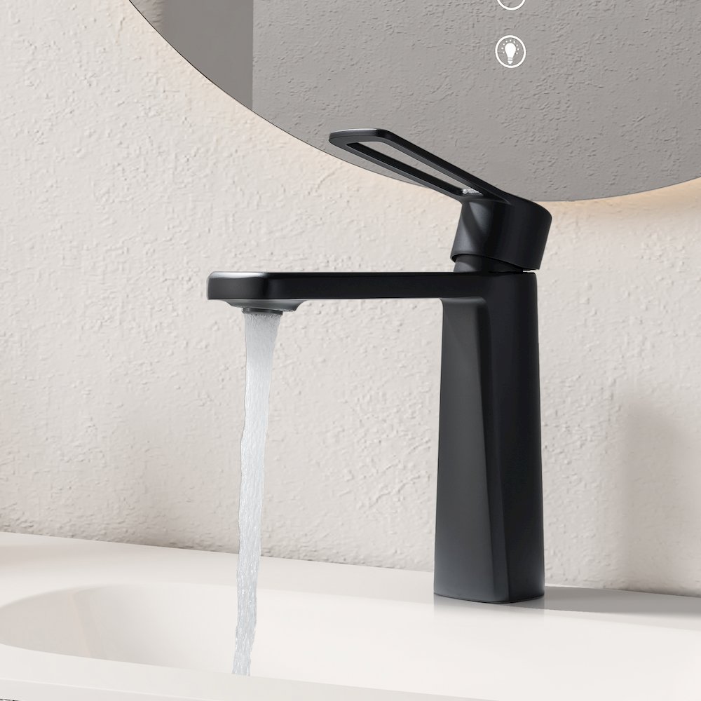 Single Hole Single-Handle Bathroom Faucet in Matte Black. Picture 6