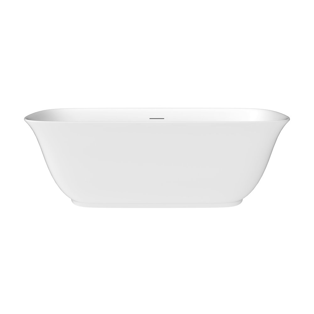 59" x 32" Flatbottom Freestanding Acrylic Soaking Bathtub in Glossy White. Picture 1