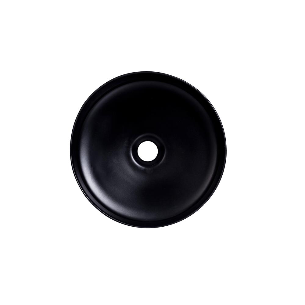 14 in. Round Black Finish Ceramic Vessel Bathroom Vanity Sink. Picture 2