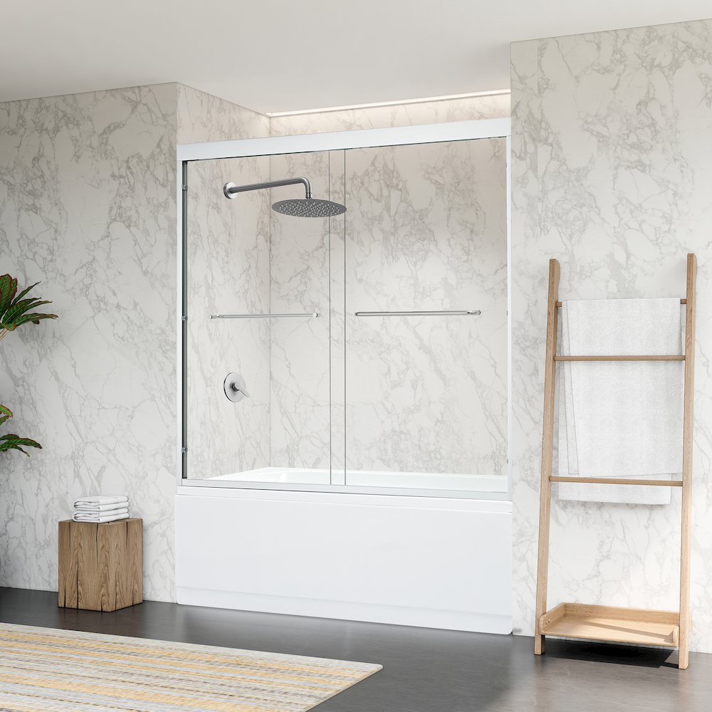 Framed Tub Door in Polished Chrome with Clear Glass. Picture 4