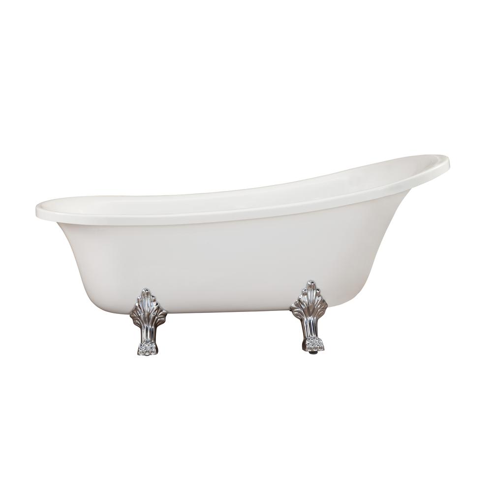 69" x 30" Clawfoot Soaking Acrylic Bathtub. Picture 1
