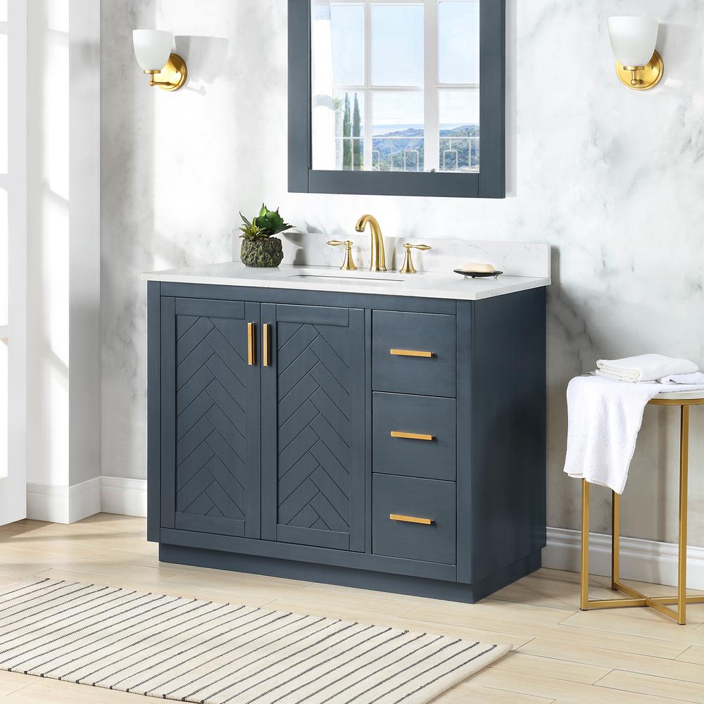 42" Single Bathroom Vanity Set in Classic Blue without Mirror. Picture 5