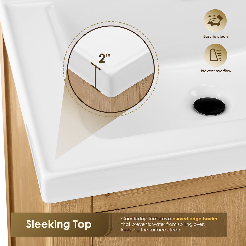 24" Single Bathroom Vanity in with White Ceramic Intergated Sink with Mirror. Picture 8