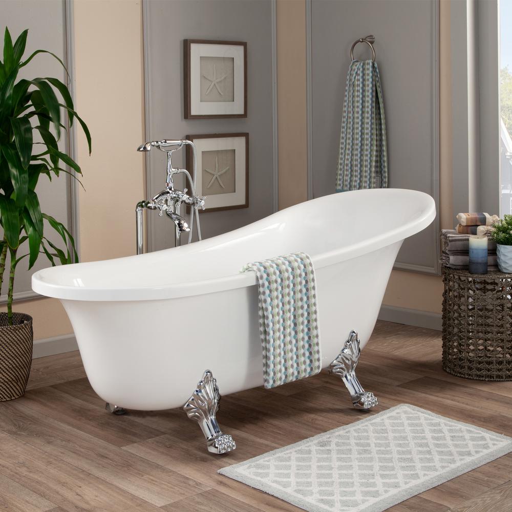 69" x 30" Clawfoot Soaking Acrylic Bathtub. Picture 7