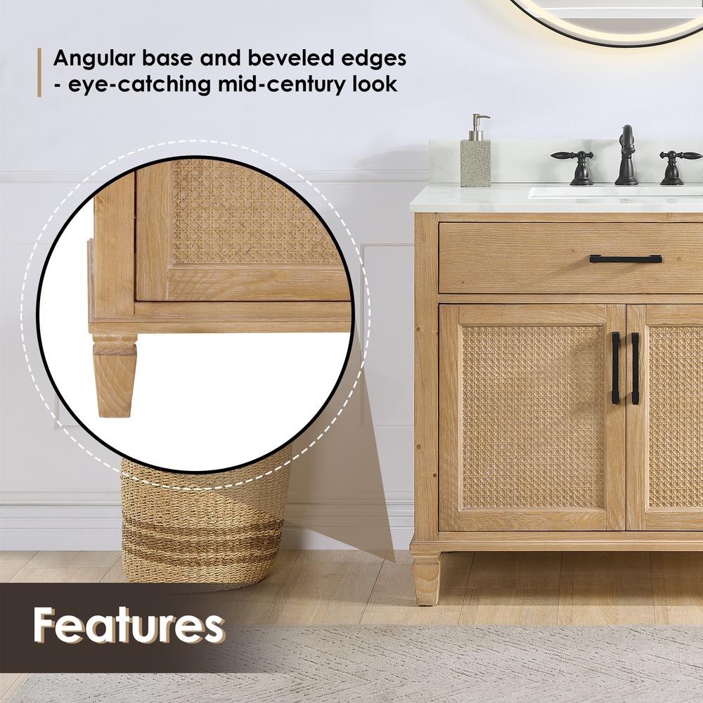 Single Bathroom Vanity in Weathered Fir with Stone Countertop without Mirror. Picture 11