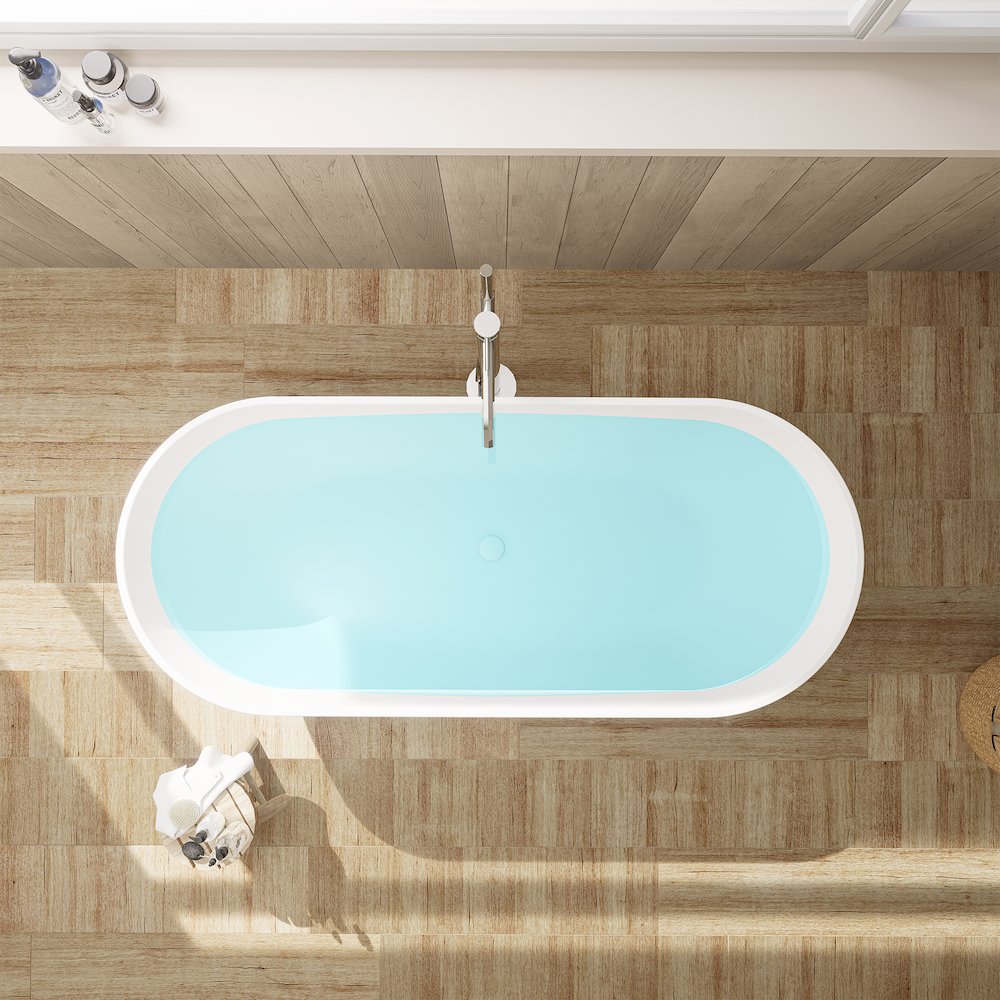 69" x 30" Solid Surface Soaking Bathtub and Integrated Overflow. Picture 9