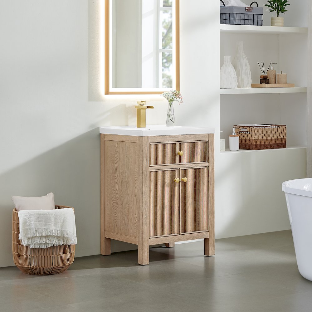 Cerrito 24" Single Bathroom Vanity in Natural Oak. Picture 3