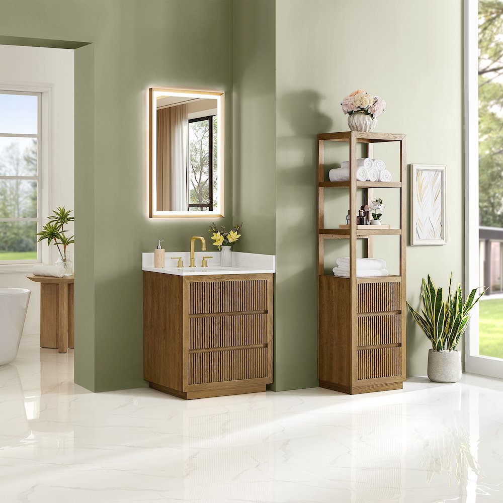 Navan 30" Single Bathroom Vanity in Weathered Brown. Picture 16