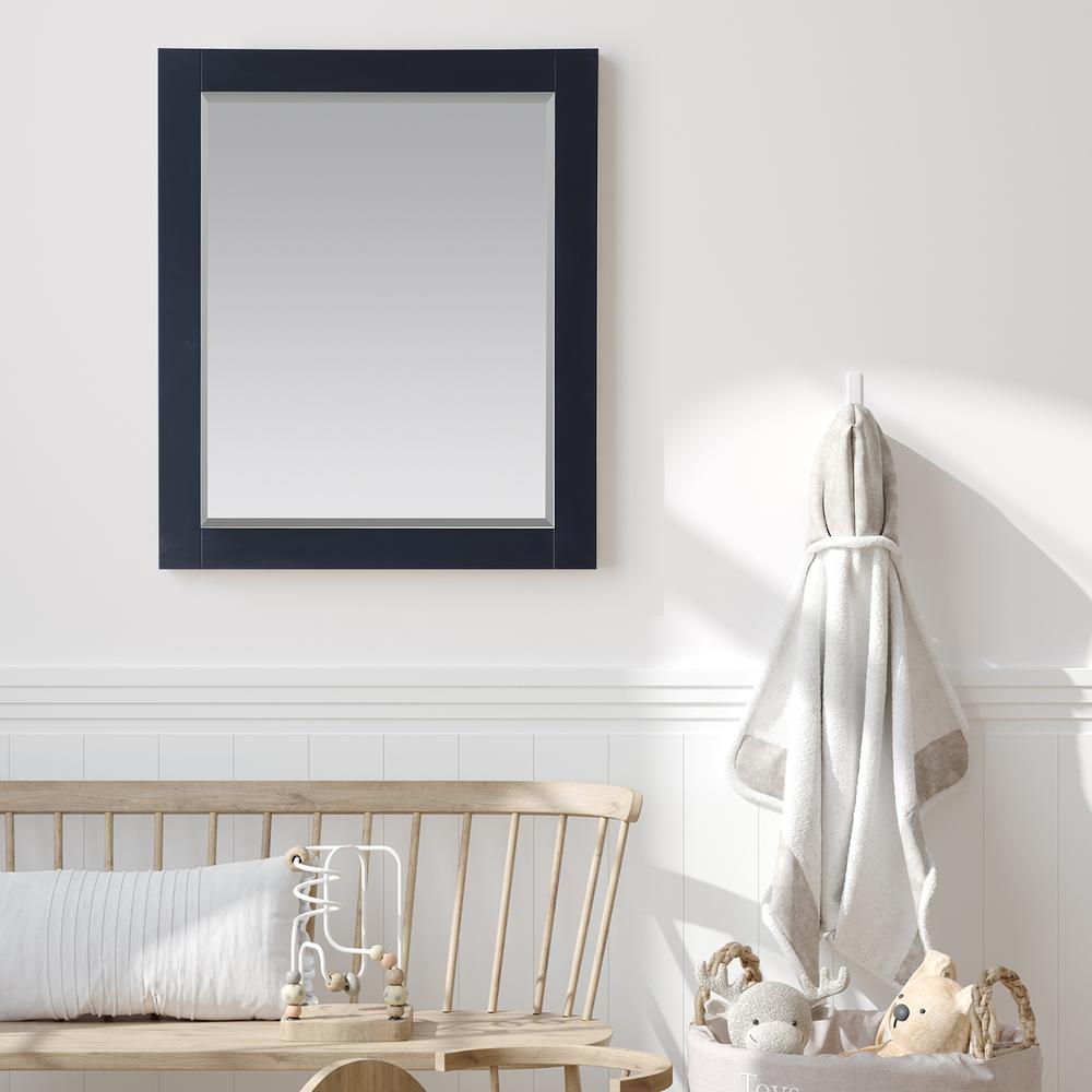 28" Rectangular Bathroom Wood Framed Wall Mirror in Classic Blue. Picture 7