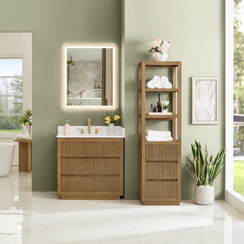 Navan 36" Single Bathroom Vanity in Weathered Brown. Picture 15