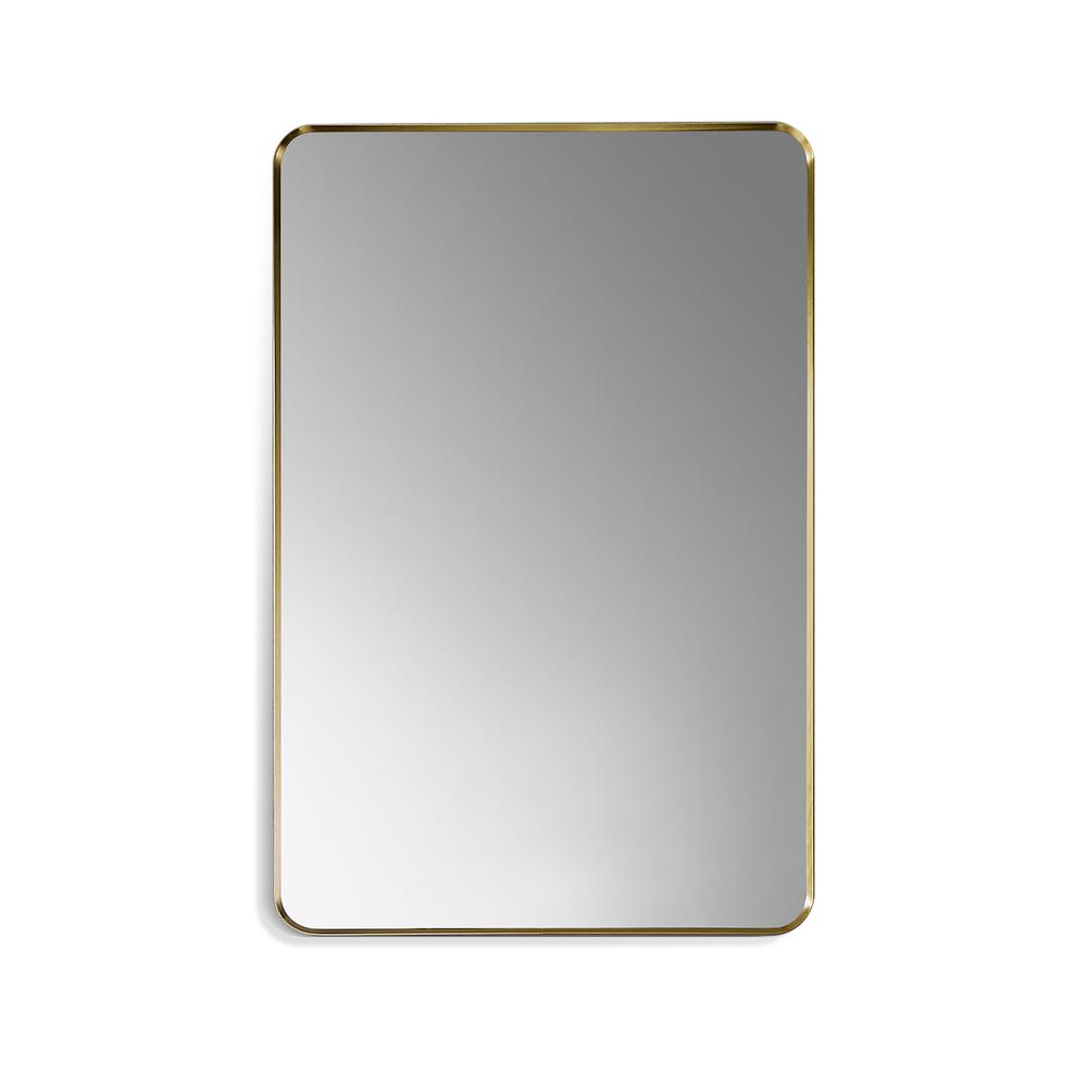 Nettuno 24" Rectangle Bathroom/Vanity Brushed Gold Aluminum Framed Wall Mirror. Picture 1