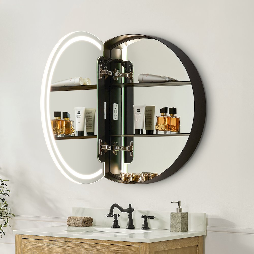 24x24" Round Frameless Surface-Mount Medicine Cabinet. Picture 6