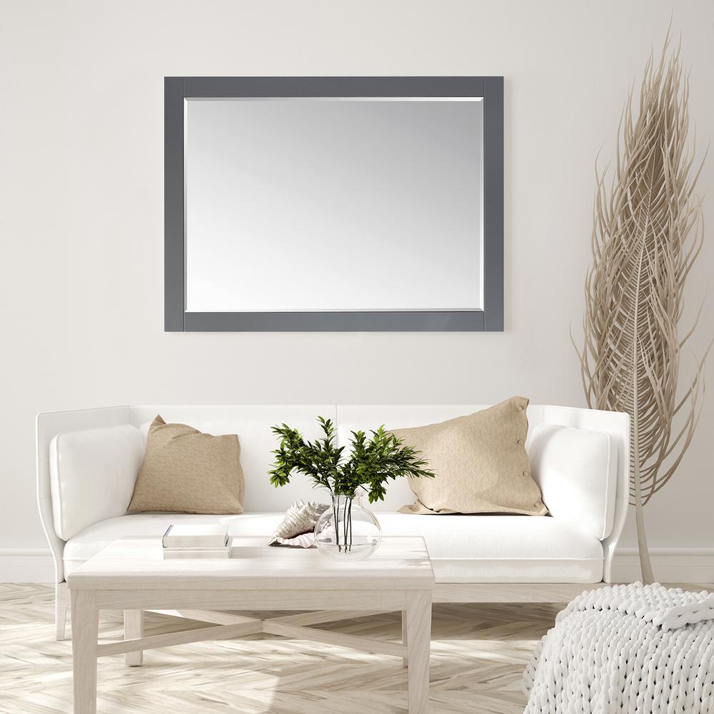 48" Rectangular Bathroom Wood Framed Wall Mirror in Gray. Picture 9