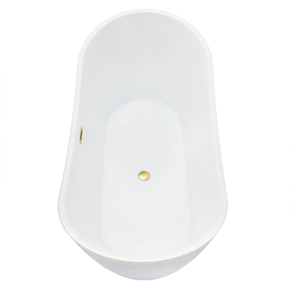 Vansza 67" x 32" Flatbottom Freestanding Acrylic Soaking Bathtub in Glossy White. Picture 3