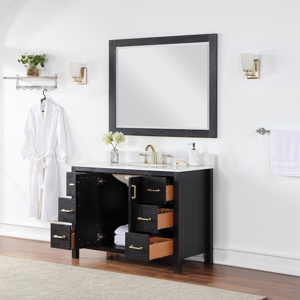 48" Single Bathroom Vanity Set in Black Oak with Mirror. Picture 5