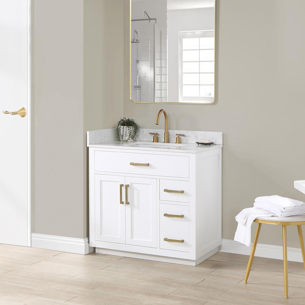 36" Single Bathroom Vanity in White without Mirror. Picture 9