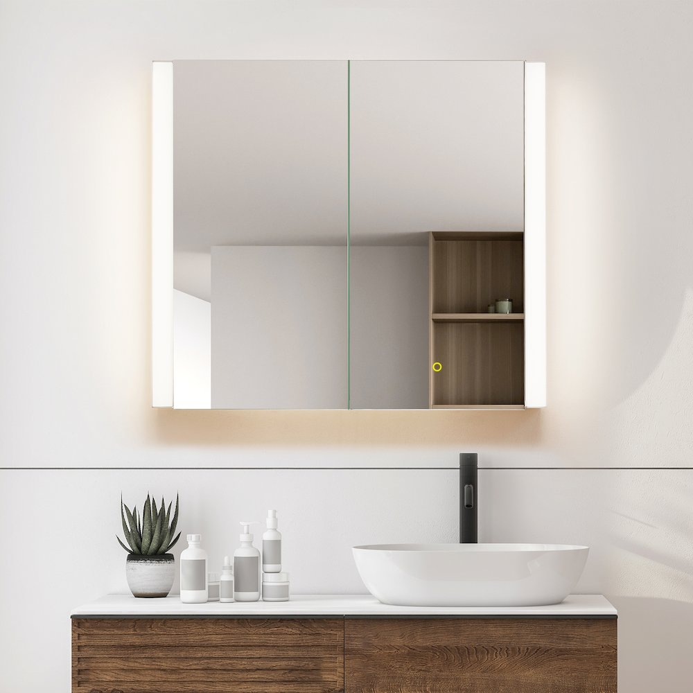 36"x32" Rectangular Bathroom Aluminum Mirror Medicine Cabinet. Picture 5
