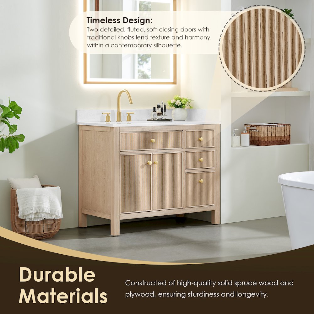 Cerrito 42" Single Bathroom Vanity in Natural Oak. Picture 6