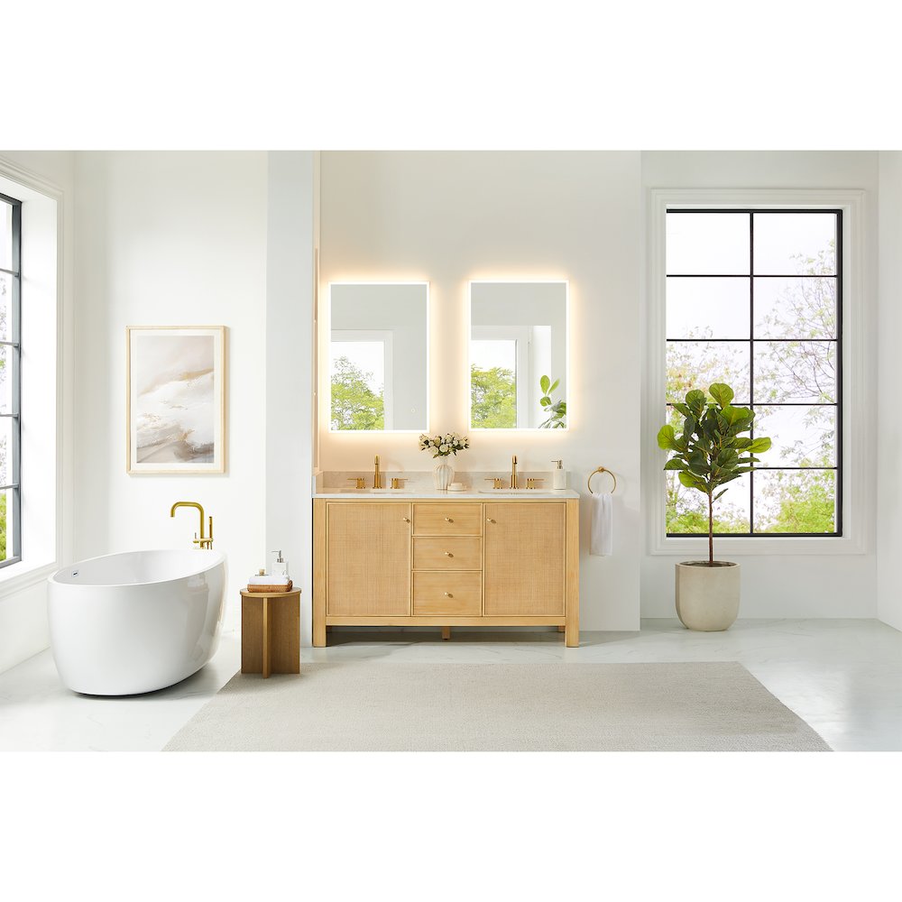 Cedar 60" Double Bathroom Vanity in Natural Wood. Picture 15