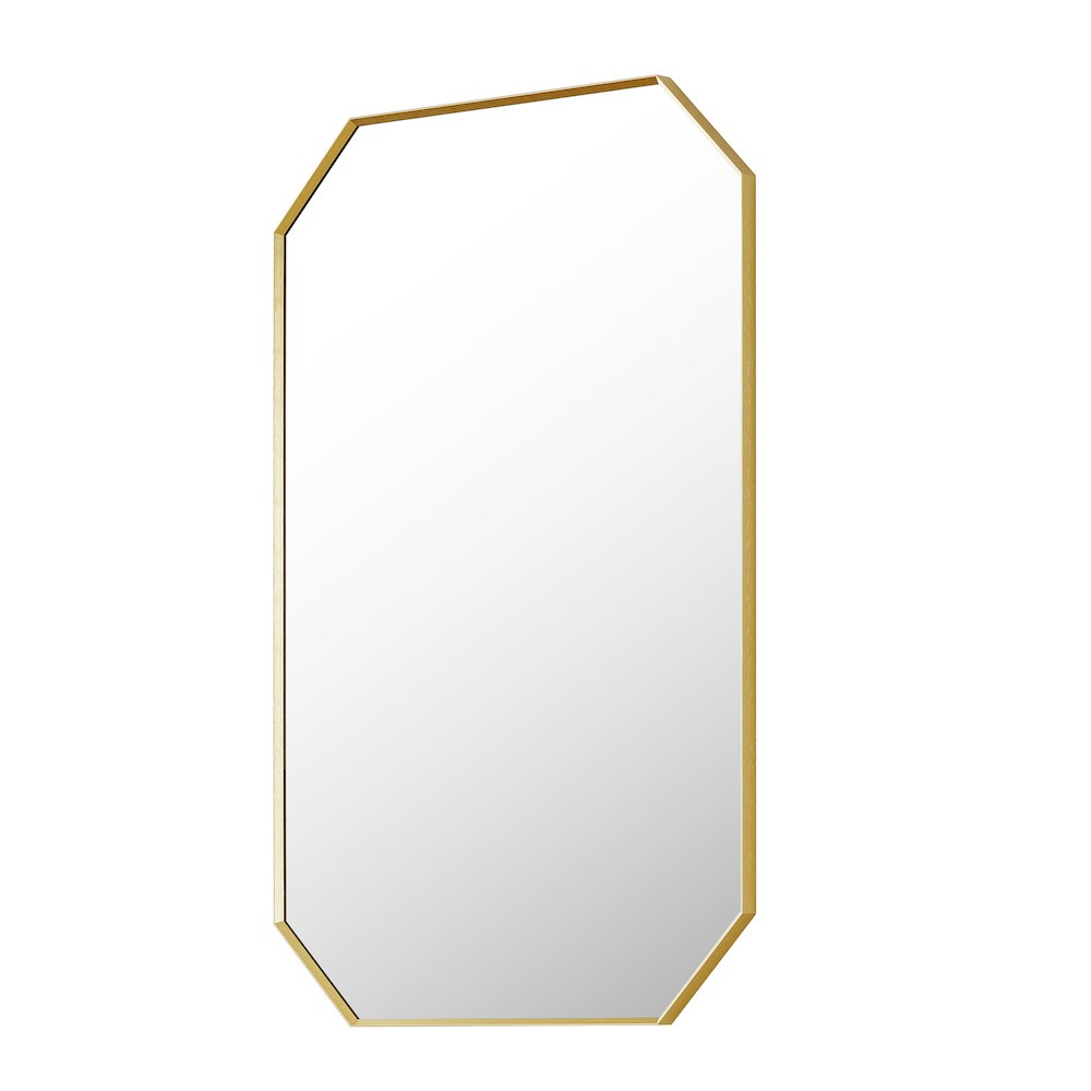 24"x36" Octagon Aluminum Framed in Brushed Gold Modern Bathroom Wall Mirror. Picture 1