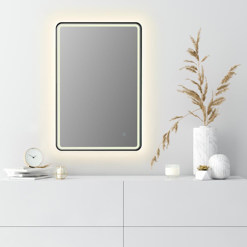 Framed in Matt Black Modern Bathroom/Vanity LED Lighted Wall Mirror. Picture 13