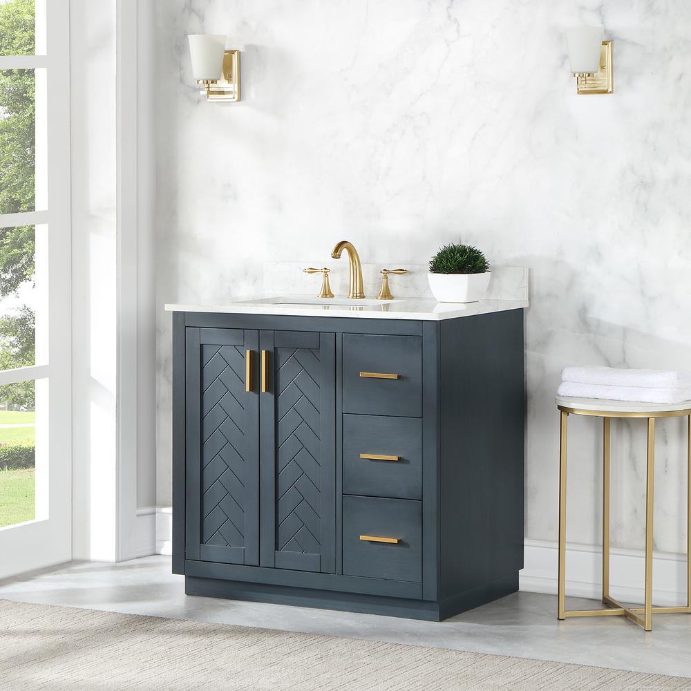36" Single Bathroom Vanity Set in Classic Blue without Mirror. Picture 4