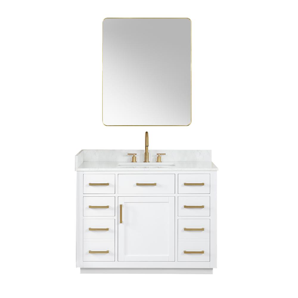 42" Single Bathroom Vanity in White with Mirror. Picture 1