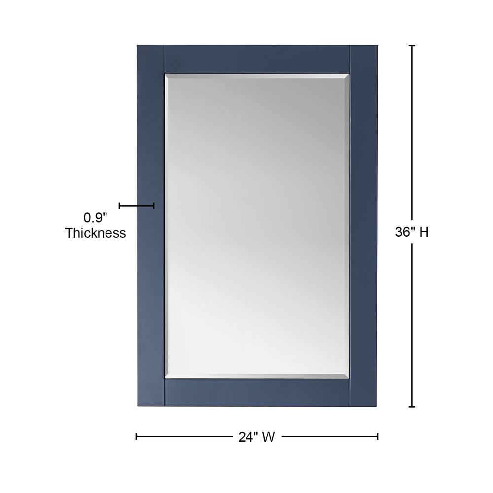 24" Rectangular Bathroom Wood Framed Wall Mirror in Royal Blue. Picture 9