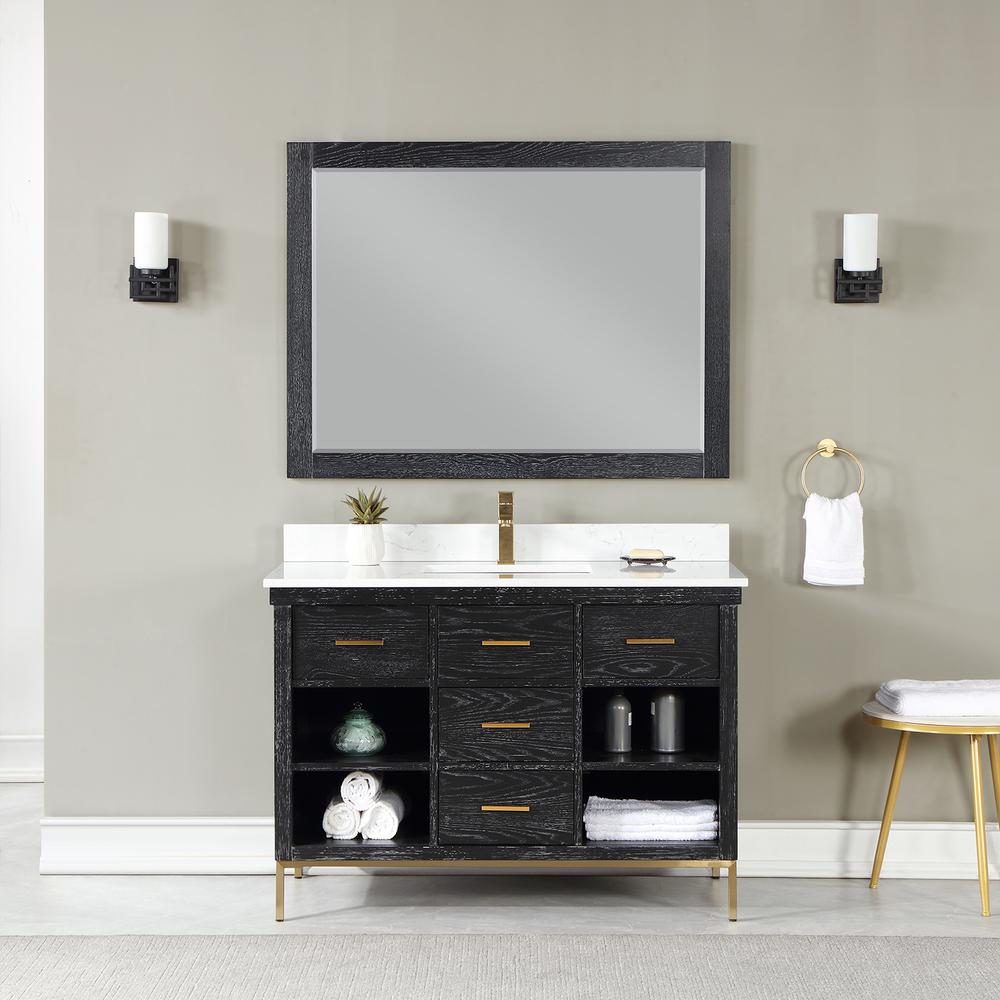 48" Single Bathroom Vanity Set in Black Oak with Mirror. Picture 4
