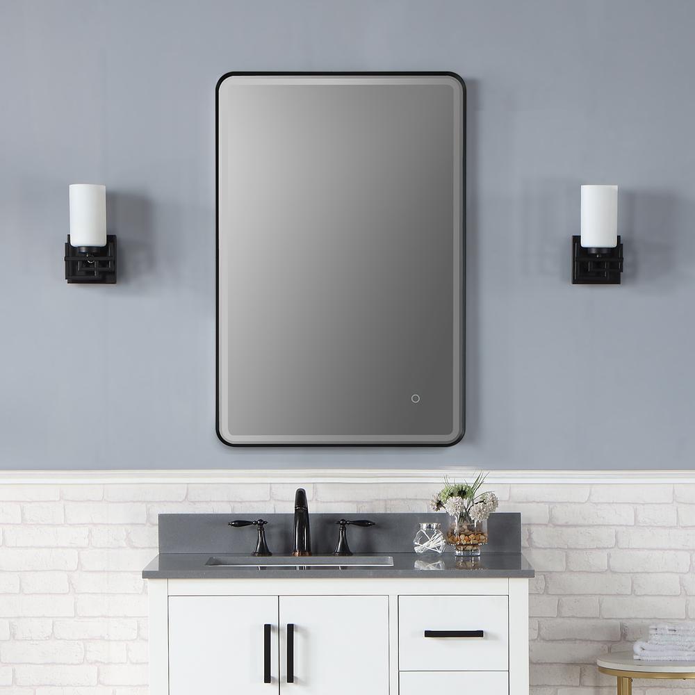 Framed in Matt Black Modern Bathroom/Vanity LED Lighted Wall Mirror. Picture 7