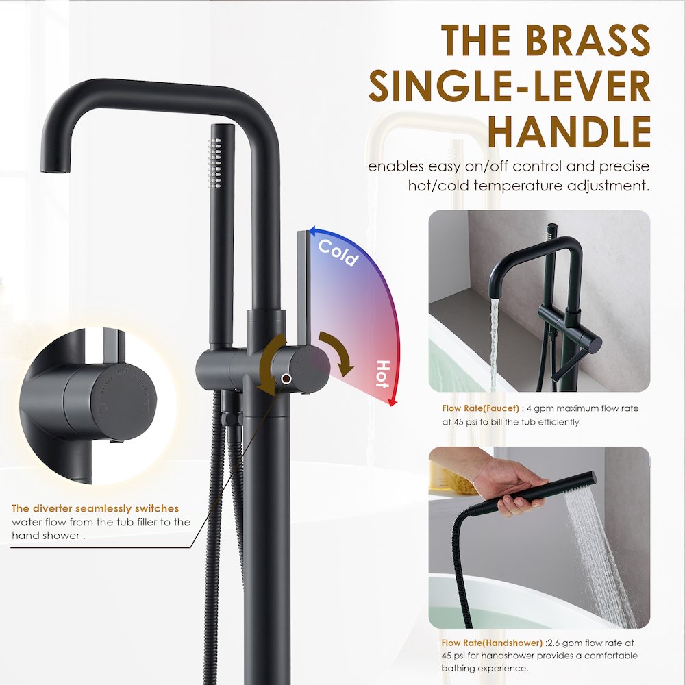 Single Lever Handle Freestanding Floor Mounted Tub Filler. Picture 11