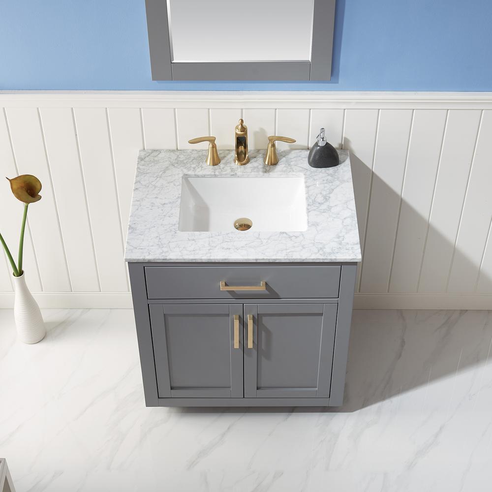 30" Single Bathroom Vanity Set in Gray with Mirror. Picture 6