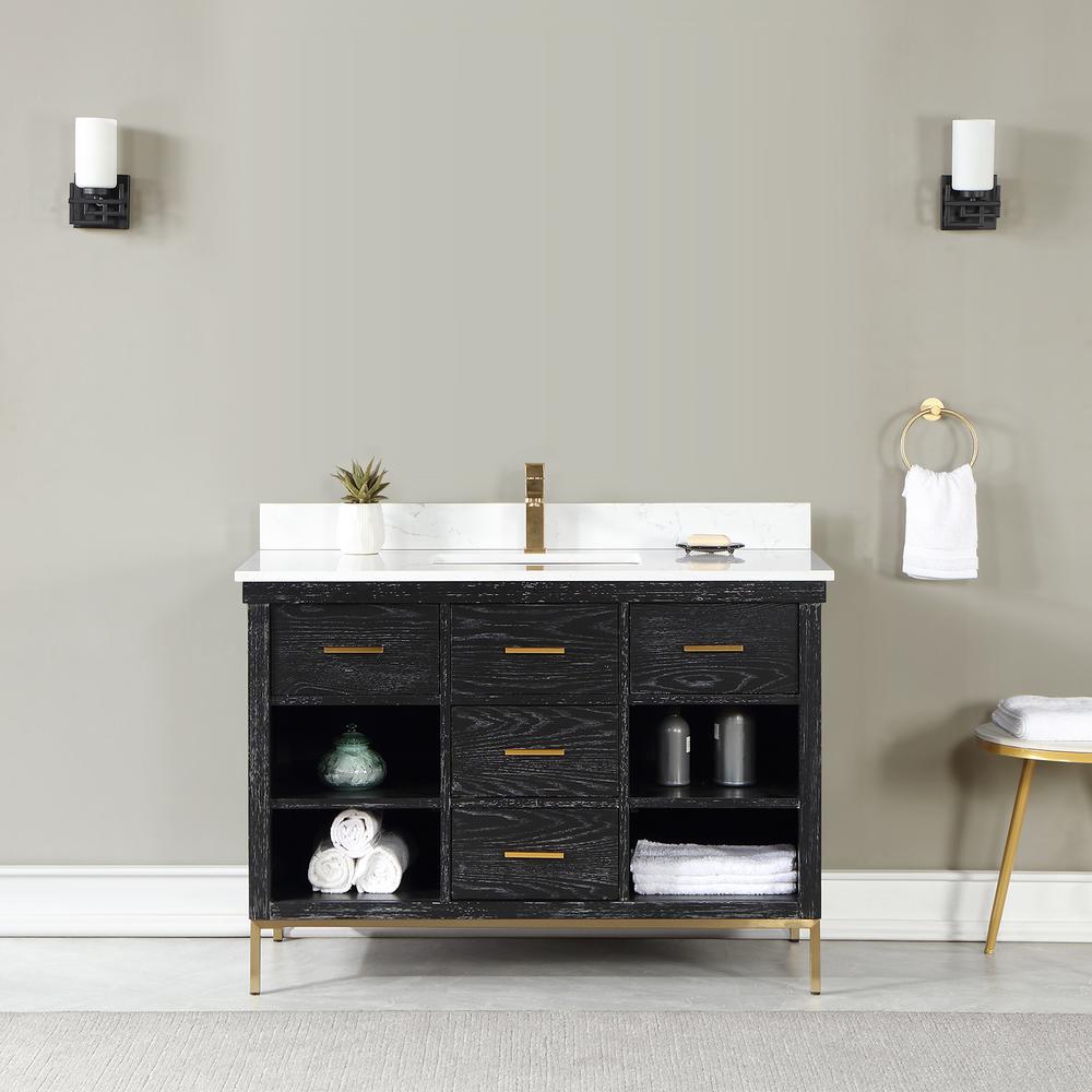 48" Single Bathroom Vanity Set in Black Oak without Mirror. Picture 3