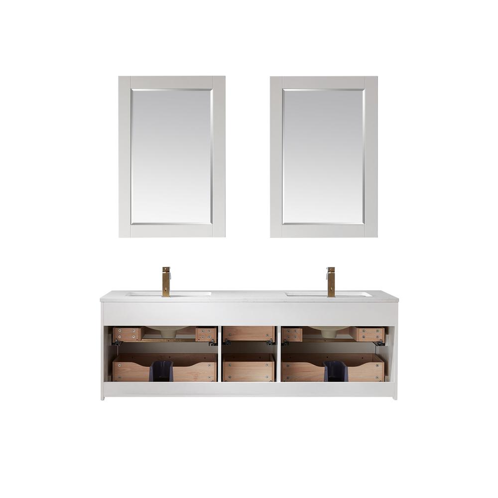 60" Double Bathroom Vanity Set in White with Mirror. Picture 2