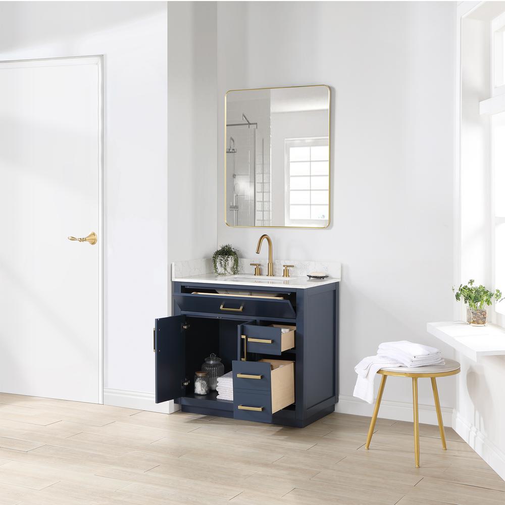 36" Single Bathroom Vanity in Royal Blue with Mirror. Picture 6