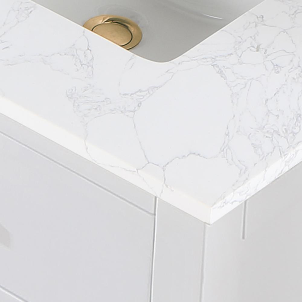 72" Double Bathroom Vanity in White with Mirror. Picture 8
