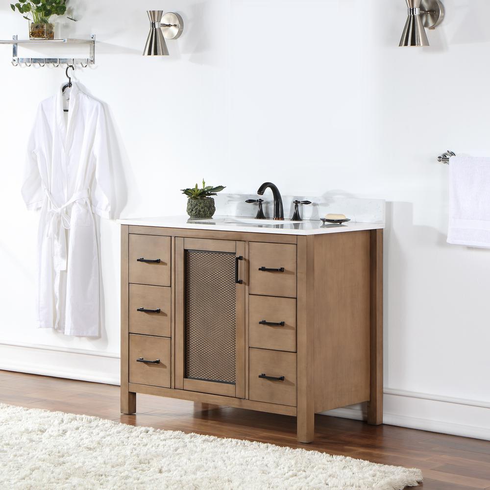 42" Single Bathroom Vanity Set in Brown Pine without Mirror. Picture 4