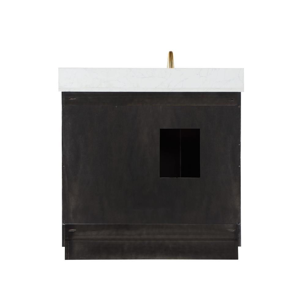 36" Single Bathroom Vanity Set in Black Oak with Mirror. Picture 2