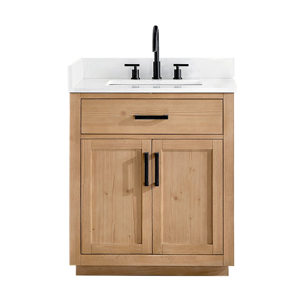 30" Single Bathroom Vanity in Light Brown with Grain White. Picture 1