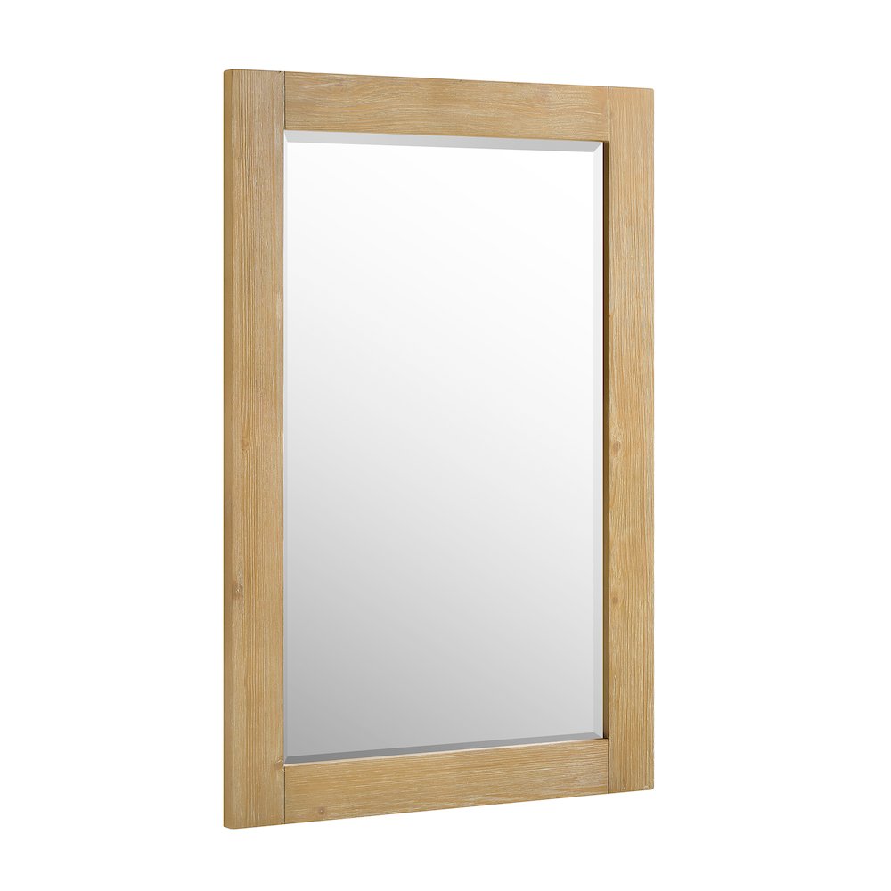 24" Rectangular Bathroom Wood Framed Wall Mirror in Light Brown. Picture 1