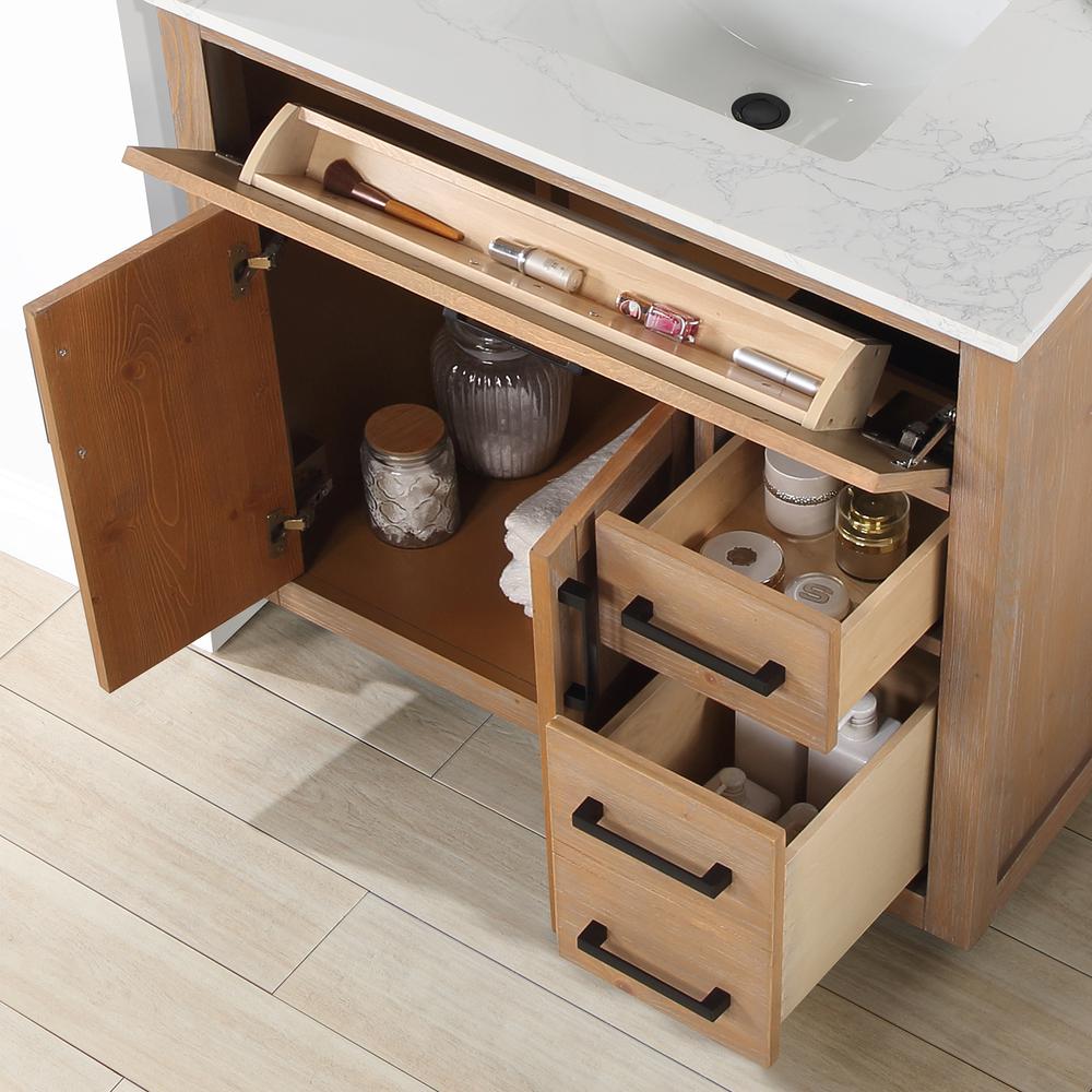 36" Single Bathroom Vanity in Light Brown with Mirror. Picture 10