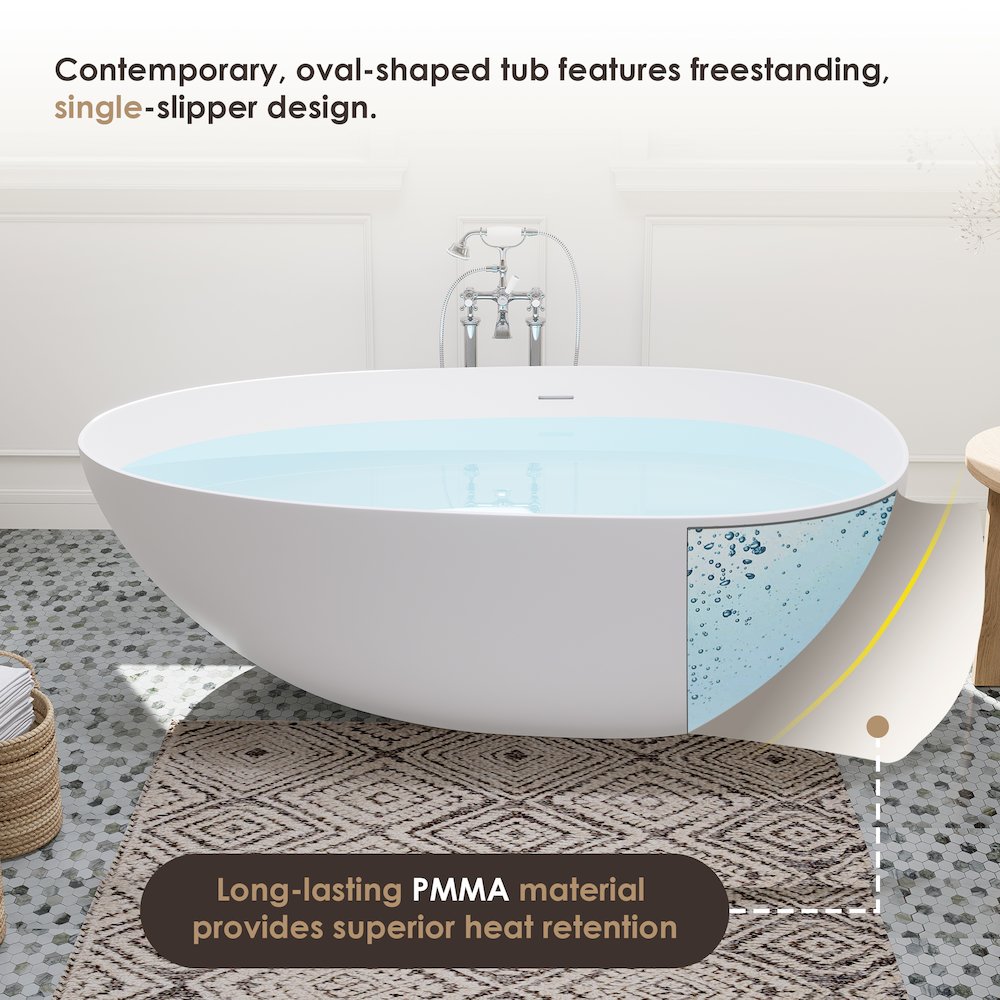 59" x 31" Solid Surface Soaking Bathtub and Integrated Overflow. Picture 12