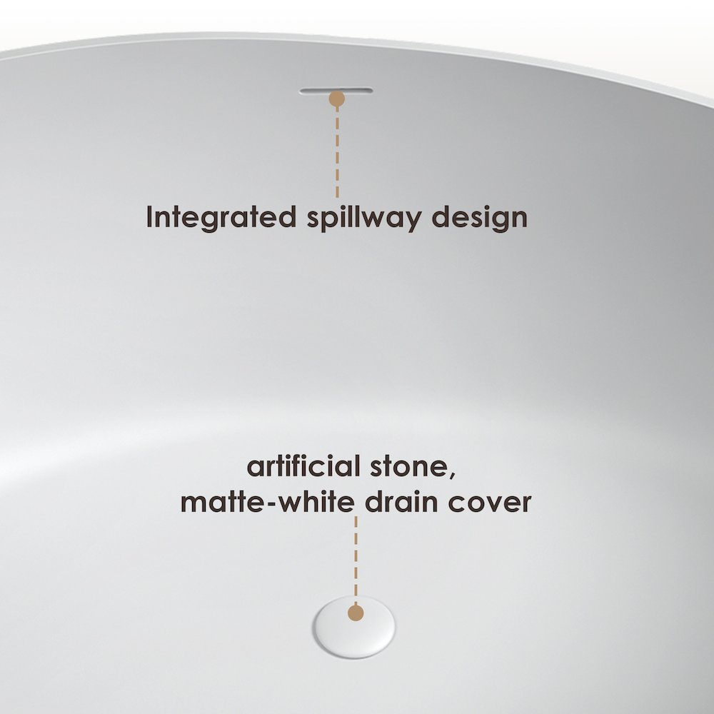 63" x 39" Solid Surface Soaking Bathtub and Integrated Overflow. Picture 17