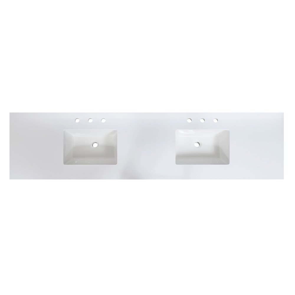 Caorle 84. in Engineered Stone Vanity Top in Snow White with White Sink. Picture 8