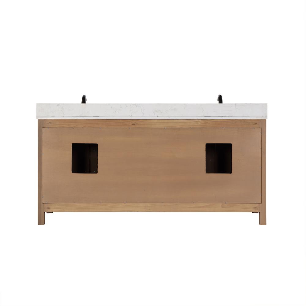 72" Double Bathroom Vanity Set in Brown Pine without Mirror. Picture 2