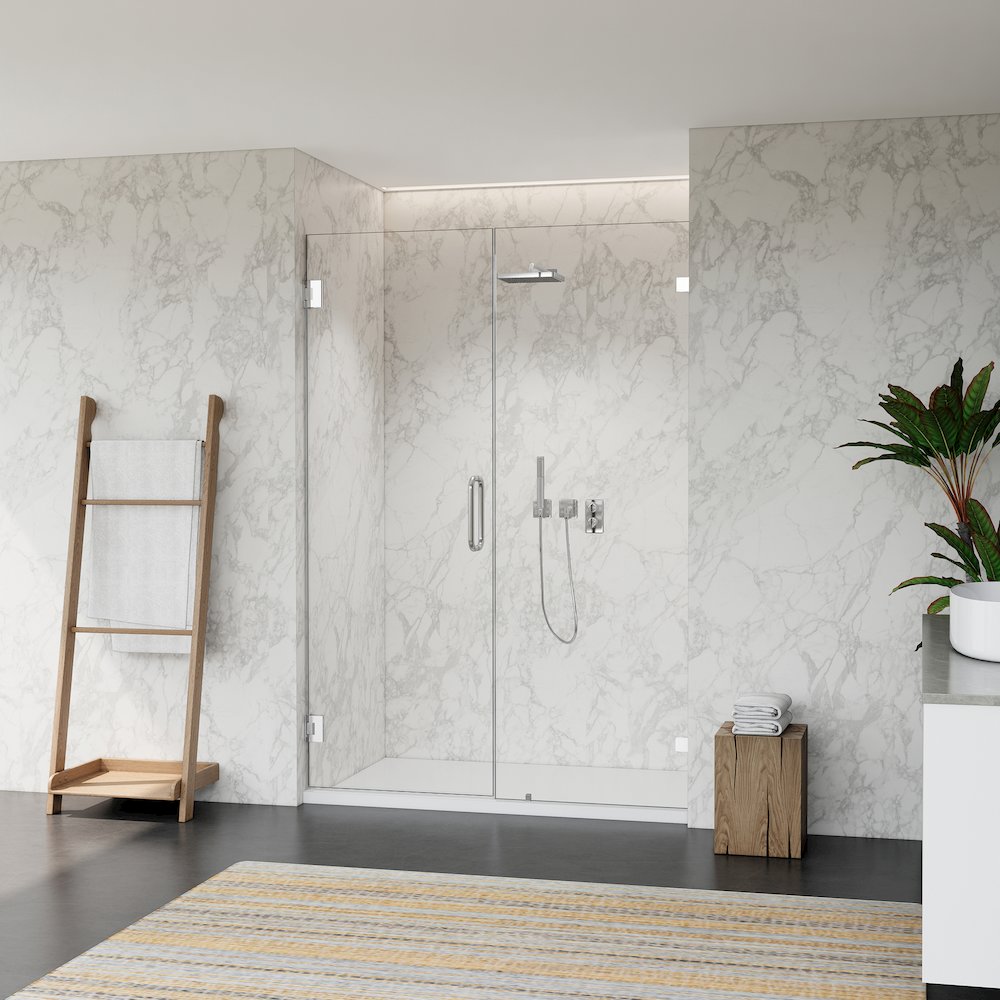 Frameless Hinged Shower Door in Polished Chrome with Clear Glass. Picture 4