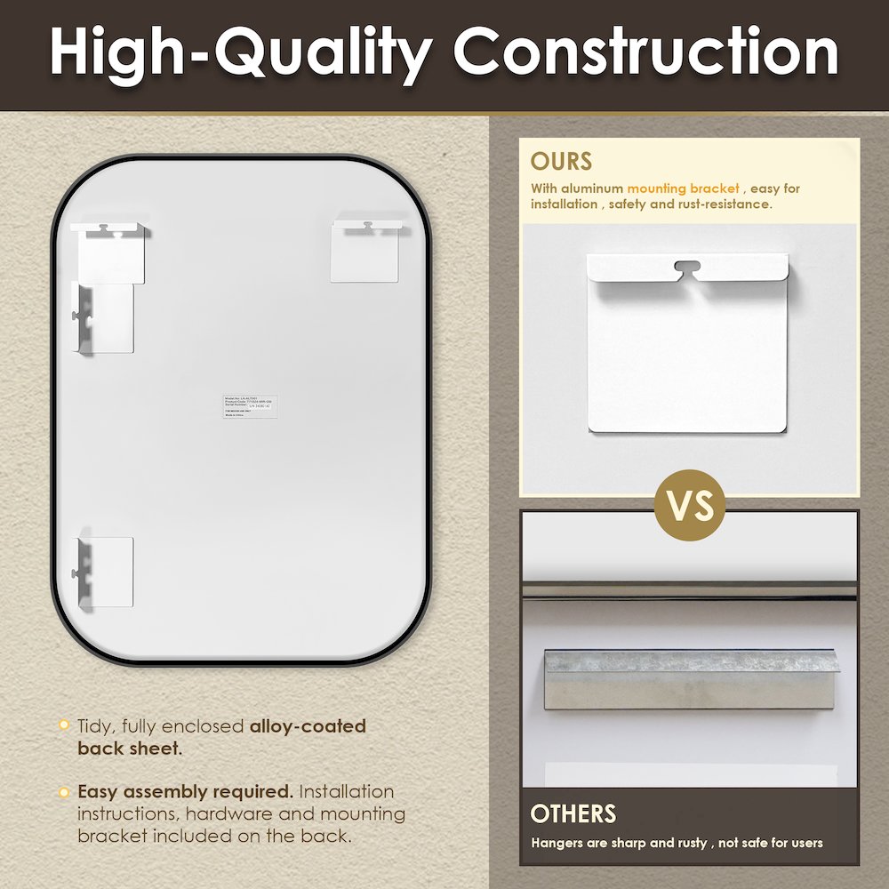 24x32" Rectangular Aluminum Framed in Gunmetal Modern Bathroom Wall Mirror. Picture 10