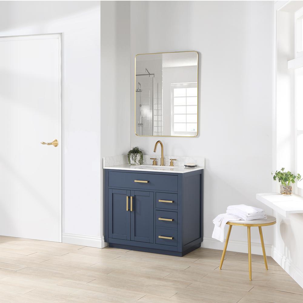 36" Single Bathroom Vanity in Royal Blue with Mirror. Picture 4