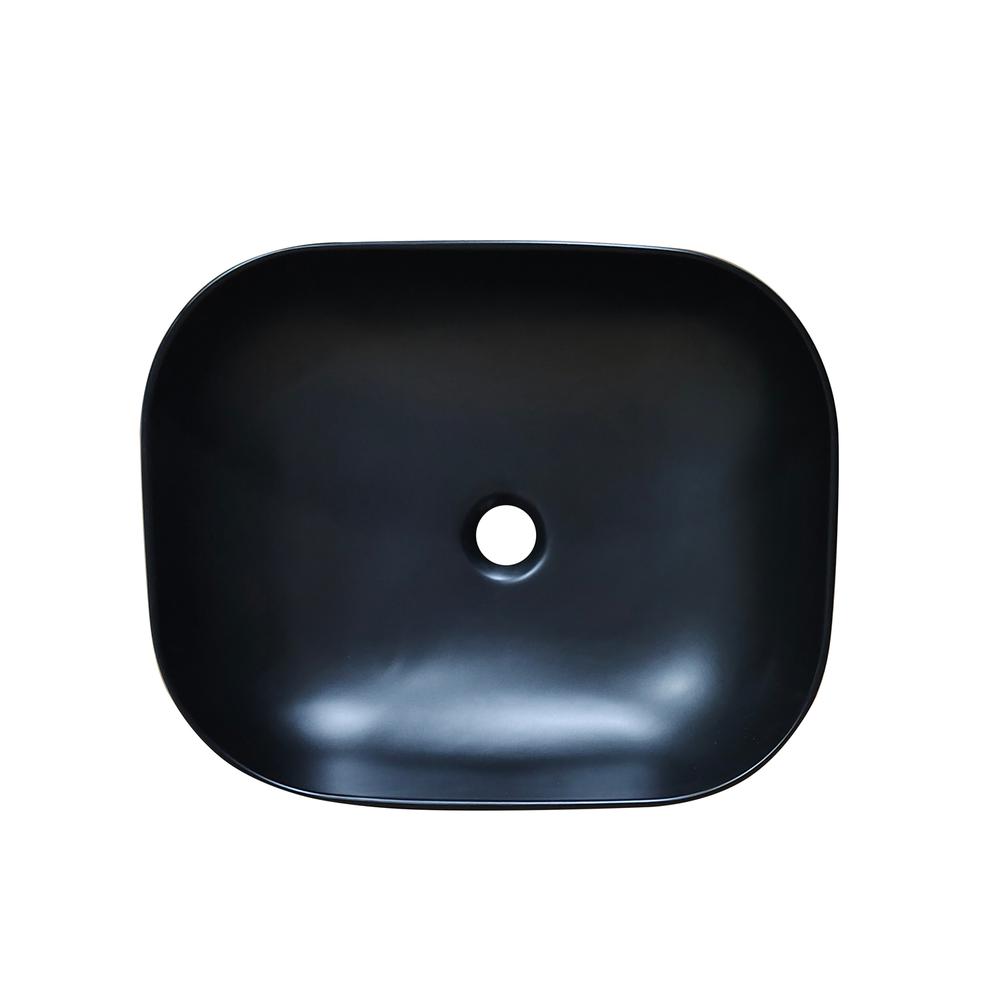 20 in. Oval Black
 Finish Ceramic Vessel Bathroom Vanity Sink. Picture 3